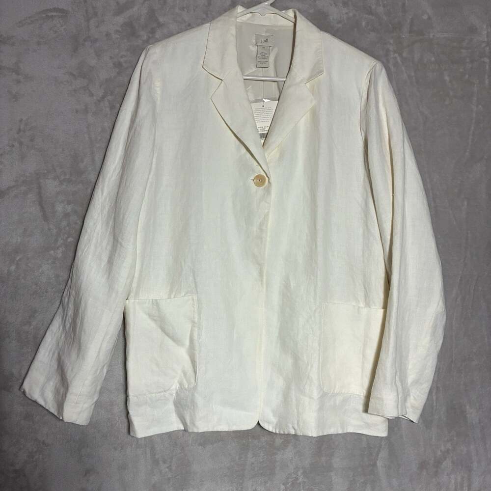 J. Jill Single Button Jacket Blazer Linen White Size M